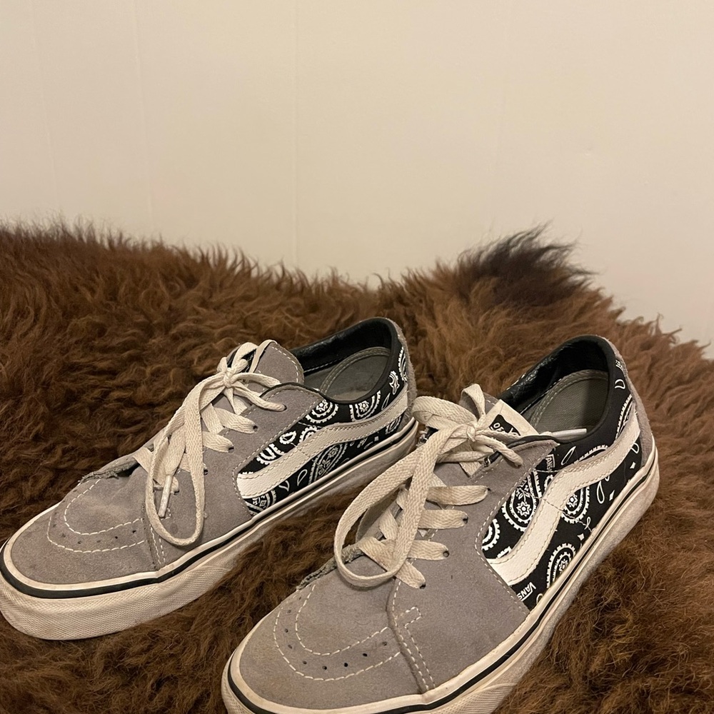 Vans Black and Gray Bandana Print Sneakers